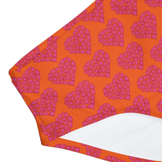 Girls Two Piece Swimsuit - Hearts A-Lot Bold Orange - Digital Art DeCourcy Design