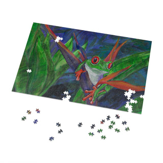 Green Tree Frog - Acrylic Painting - Jigsaw Puzzle (30, 110, 252, 500,1000-Piece) DeCourcy Design
