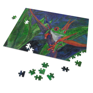 Green Tree Frog - Acrylic Painting - Jigsaw Puzzle (30, 110, 252, 500,1000-Piece) DeCourcy Design
