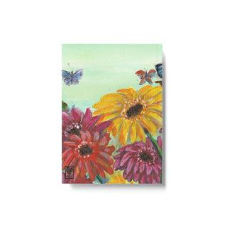 Hard Backed Journal - Gerberas & Butterflies - Acrylic Painting DeCourcy Design