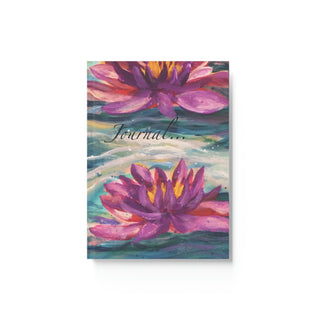Hard Backed Journal - Water Lillies - Acrylic Painting DeCourcy Design