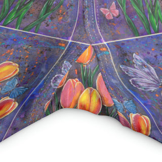 High Waist Yoga Capri Leggings- Tulips - Gouache Painting DeCourcy Design