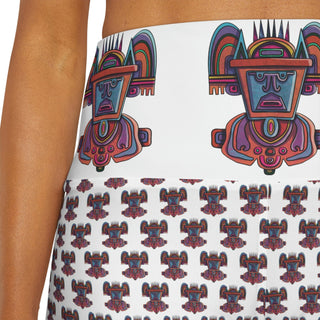 High Waist Yoga Shorts - Aztekia - Digital Art DeCourcy Design