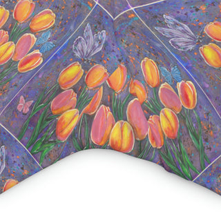 High Waist Yoga Shorts - Tulips - Gouache Painting DeCourcy Design