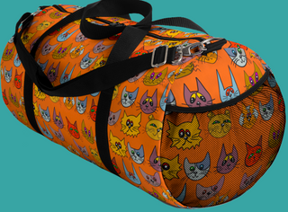 Duffel Bag - Kooky Kats Orange - Digital Art