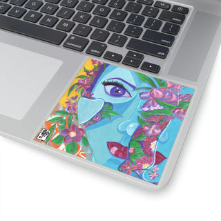 Kiss-Cut Stickers - Blue Girl - Gouache Painting DeCourcy Design