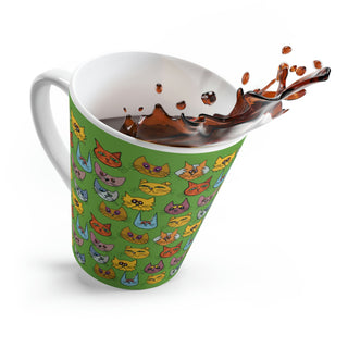 Latte Mug - Kooky Kats Green - Digital Art DeCourcy Design