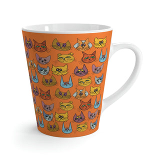 Latte Mug - Kooky Kats Orange - Digital Art DeCourcy Design