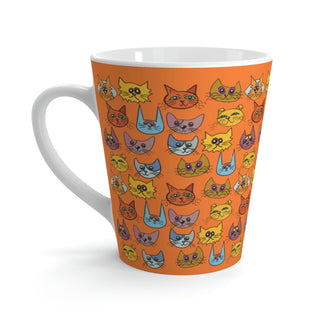 Latte Mug - Kooky Kats Orange - Digital Art DeCourcy Design