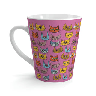 Latte Mug - Kooky Kats Pink - Digital Art DeCourcy Design