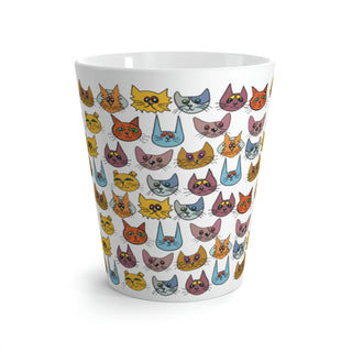 Latte Mug - Kooky Kats White - Digital Art DeCourcy Design