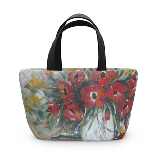 Lunch Bag - Poppies in Vase - Acrylic Painting DeCourcy Design