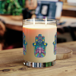 Luxury Aromatherapy Soy Candle - Full Glass (11oz) - Hamsa - Digital Art DeCourcy Design
