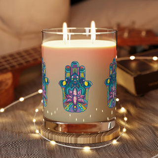 Luxury Aromatherapy Soy Candle - Full Glass (11oz) - Hamsa - Digital Art DeCourcy Design
