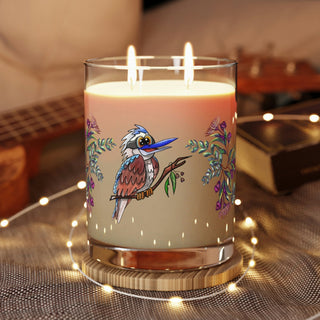 Luxury Aromatherapy Soy Candle - Full Glass (11oz) - Kiki Kookaburra & Gumnuts - Digital Art DeCourcy Design