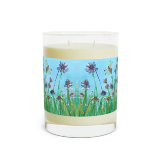 Luxury Aromatherapy Soy Candle - Full Glass (11oz) - Wildflowers - Acrylic Painting DeCourcy Design