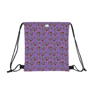 Outdoor Drawstring Bag - Pretty Paws Purple - Digital Art DeCourcy Design