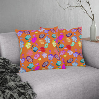 Outdoor Pillows - Falling Flowers Orange - Digital Art DeCourcy Design