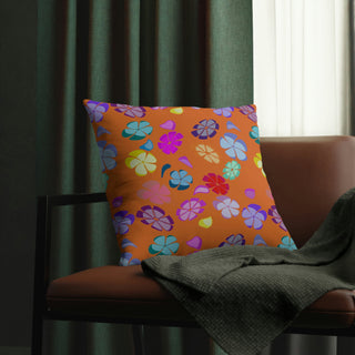 Outdoor Pillows - Falling Flowers Orange - Digital Art DeCourcy Design