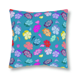 Outdoor Pillows - Falling Flowers Turquoise - Digital Art DeCourcy Design