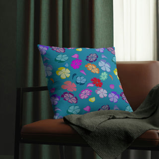 Outdoor Pillows - Falling Flowers Turquoise - Digital Art DeCourcy Design