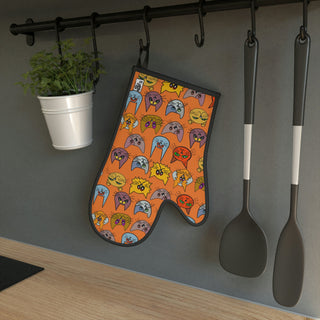 Oven Glove - Kooky Kats Orange - Digital Art DeCourcy Design