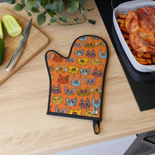 Oven Glove - Kooky Kats Orange - Digital Art DeCourcy Design