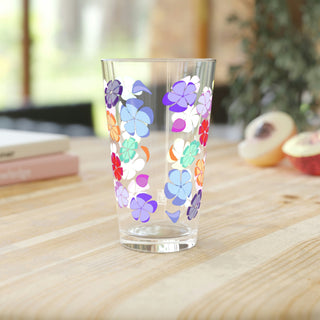 Pint Glass, 16oz - Falling Flowers - Digital Art DeCourcy Design