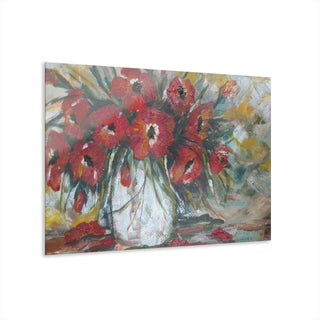 Poppies In Vase - Acrylic Painting - Acrylic Prints (French Cleat Hanging) DeCourcy Design