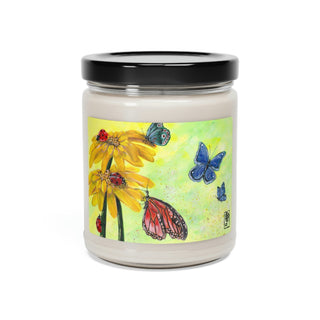 Scented Soy Candle (9oz) - Butterflies And Ladybugs - Acrylic Painting DeCourcy Design