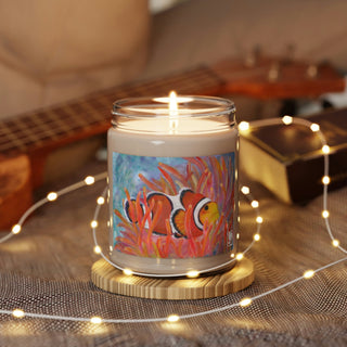 Scented Soy Candle (9oz) - Clown Fish - Acrylic Painting DeCourcy Design