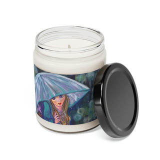 Scented Soy Candle (9oz) - Umbrella Girl - Acrylic Painting DeCourcy Design