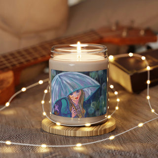 Scented Soy Candle (9oz) - Umbrella Girl - Acrylic Painting DeCourcy Design