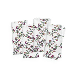 Set of 4 Napkins - Gumnut Bouquet White - Digital Art DeCourcy Design
