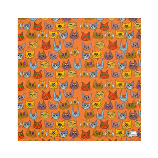 Set of 4 Napkins - Kooky Kats Orange - Digital Art DeCourcy Design