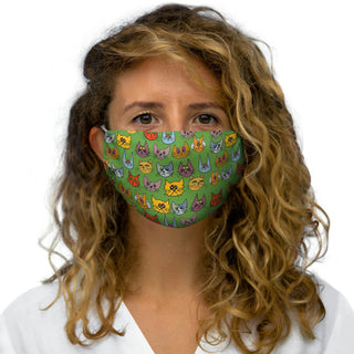 Snug-Fit Face Mask - Kooky Kats Green - Digital Art DeCourcy Design