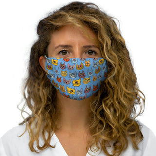 Snug-Fit Face Mask - Kooky Kats Light Blue - Digital Art DeCourcy Design