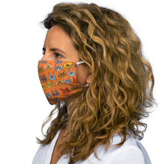 Snug-Fit Face Mask - Kooky Kats Orange - Digital Art DeCourcy Design