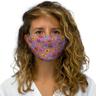 Snug-Fit Face Mask - Kooky Kats Pink - Digital Art DeCourcy Design