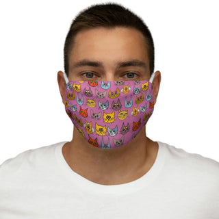 Snug-Fit Face Mask - Kooky Kats Pink - Digital Art DeCourcy Design