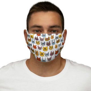 Snug-Fit Face Mask - Kooky Kats White - Digital Art DeCourcy Design