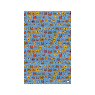 Soft Tea Towel - Kooky Kats Light Blue - Digital Art DeCourcy Design