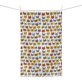 Soft Tea Towel - Kooky Kats White - Digital Art DeCourcy Design