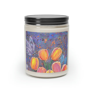 Soy Scented Candle (9oz) - Tulips - Gouache Painting DeCourcy Design