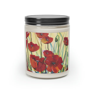 Soy Scented Candle (9oz) - Wild Poppies - Gouache Painting DeCourcy Design