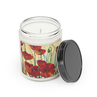 Soy Scented Candle (9oz) - Wild Poppies - Gouache Painting DeCourcy Design