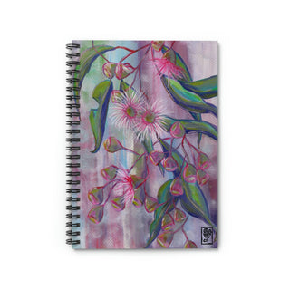 Spiral Notebook - Ruled Line - Gum Leaves in Pink - Acrylic Painting DeCourcy Design