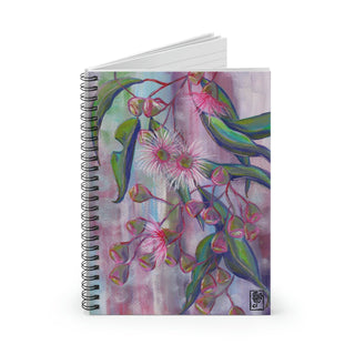 Spiral Notebook - Ruled Line - Gum Leaves in Pink - Acrylic Painting DeCourcy Design