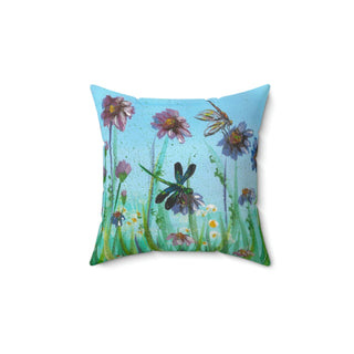 Square Pillow - Wild Flowers - Acrylic Painting DeCourcy Design