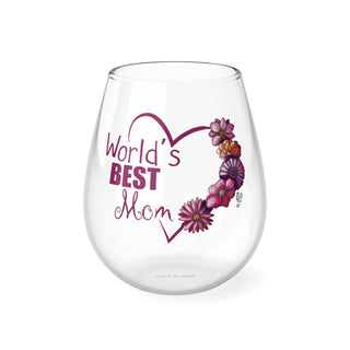 Stemless Wine Glass, 11.75oz - World's Best Mom - Digital Art DeCourcy Design